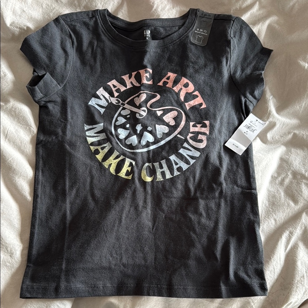 NWT Gap Kids Cotton Art Girls Shirt Tshirt short sleeve Small 6-7
